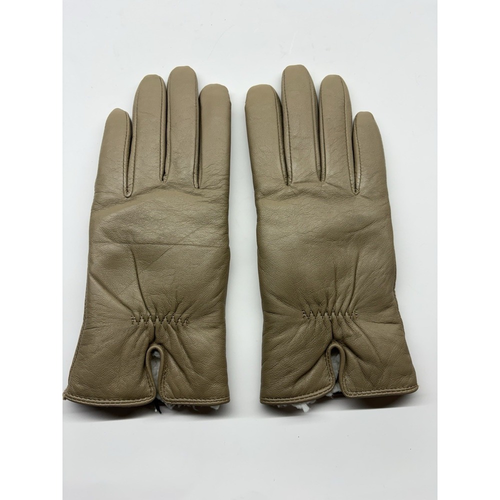 Isotoner Leather Gloves Lined Women 7.5 Aris‎ Tan - Picture 1 of 4